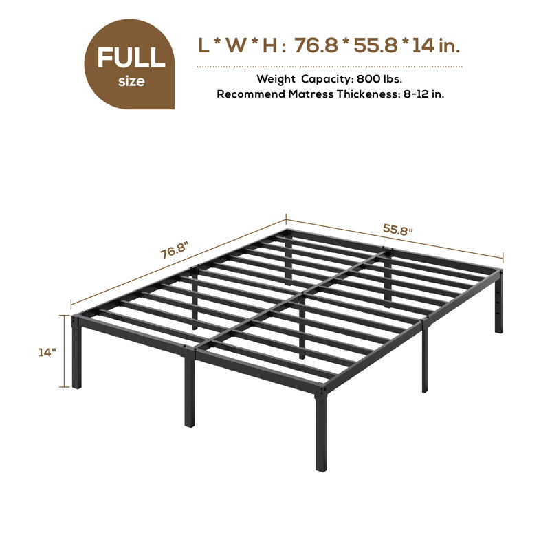 Modern Metal Bed Frame, 14", Full