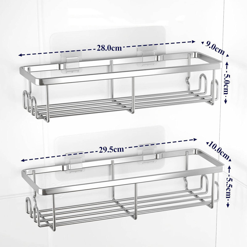 Wall Mounted Required Shower Caddy, Silver