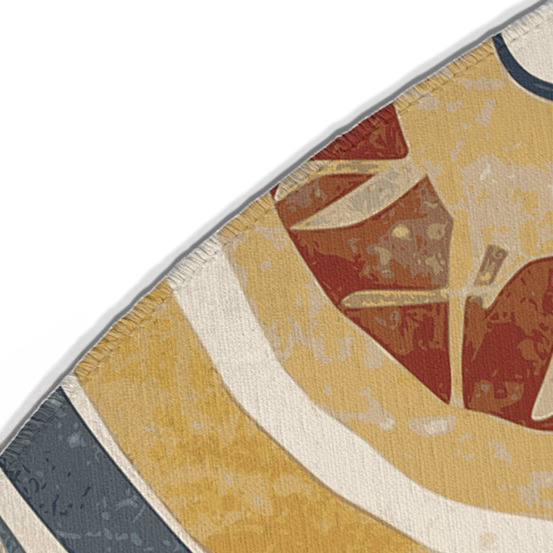 Retro Wiggle Indoor And Outdoor Area Rug, Rond 5 pi