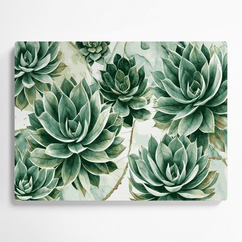 Botanical Haworthia Beige Metal Wall Art, 144" H x 216" W x 0.05" D