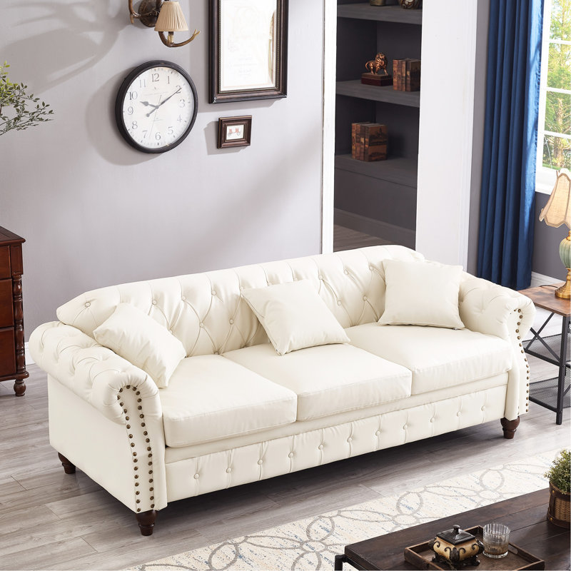 Leather-Like For Living Area With Storage Option And Easy Assembly Design Functionality, Ivory