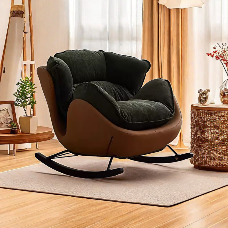 Chaise berçante simple rétro, Vert / café foncé