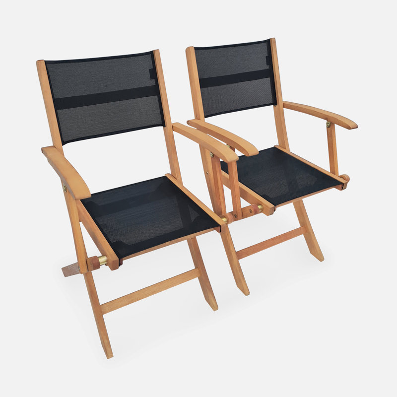 Kirby Folding Patio Dining Armchair with Cushion, Black