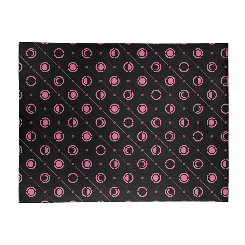 Tapis noir/rose phases lune, Rectangle 9 pi x 12 pi