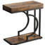 Table de chevet fonctionnelle pour petits espaces, fini noir et brun, facile à assembler. Style élégant et contemporain, structure semi-circulaire moderne, légère et mobile.