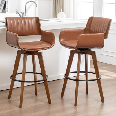 Modern Faux Leather Upholstered Swivel Stools