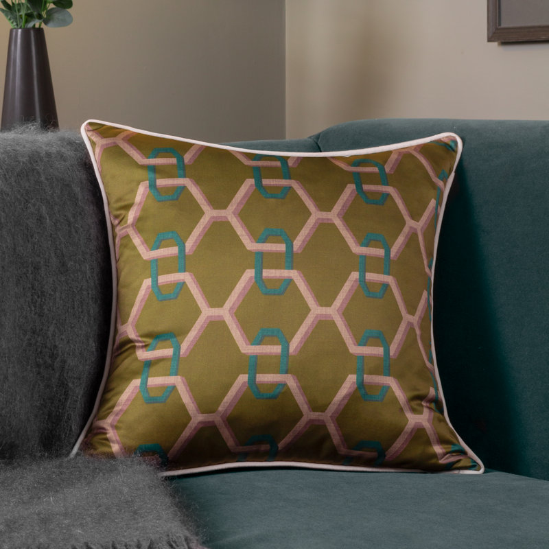 Stina Geometric Square Cushion, Brown
