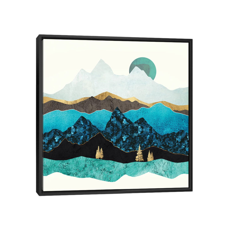 Sarcelle après-midi - impression d'art graphique, Aucun mat, H 37 po x l 37 po x P 1,5 po, Toile avec cadre noir