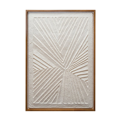Oak Wood Framed Embossed Handmade Paper Wall Décor