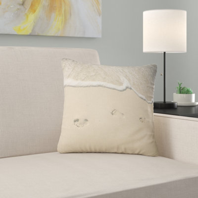 Footprints in Sand on the Beach - Sea & Shore Printed Pillow
