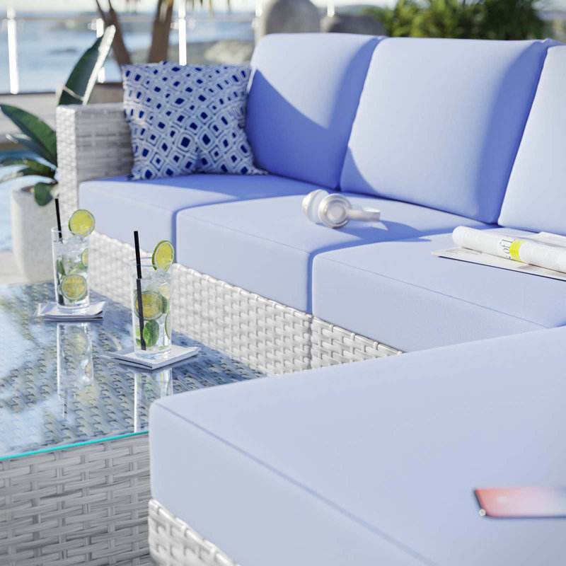 Ensemble modulaire d'extérieur 4 pièces Modway Convene, Bleu clair