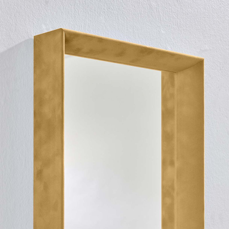 Nakira Solid Wood Rectangle Wall Mirror, Yellow