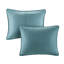 3 pièces de courtepointe bleu sarcelle pour lit double / grand lit - microfibre, rembourrage en coton, conception réversible, coutures décoratives, ajoute de la romance à la chambre à coucher, est livré avec et 2 taies décoratives rembourrées-117360932-117360933