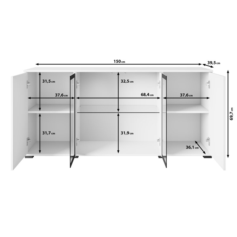 Borut 150cm Sideboard, Brown/White