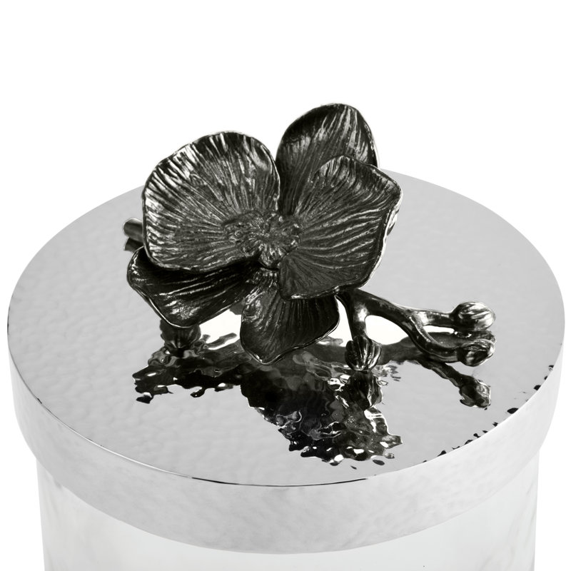 Orchid Kitchen Canister, Black, 8.5" H x 5.5" W x 5.5" D