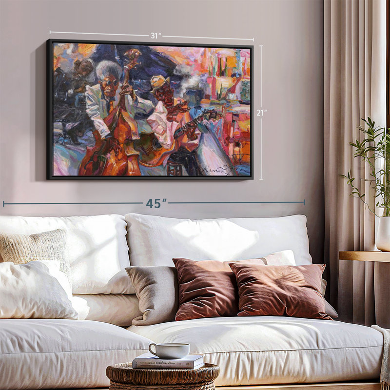 «Jazz Club», reproduction sur toile jaune, H 21 po x l 31 po