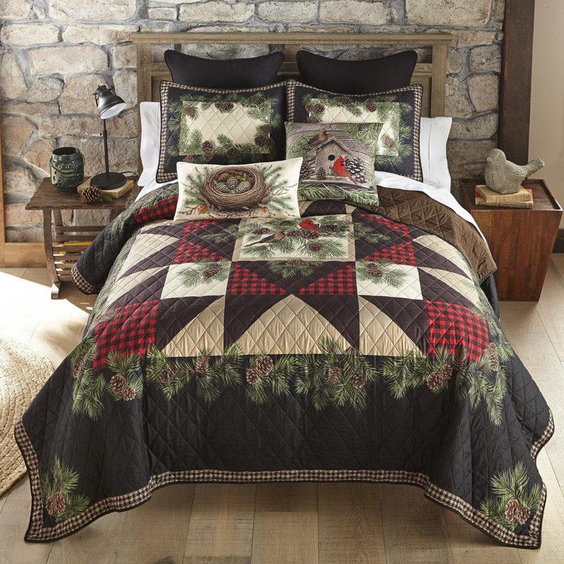 Donna Sharp Cardinal Pine 3PC Rustic King Quilt Set,  King Quilt + 2 King Shams