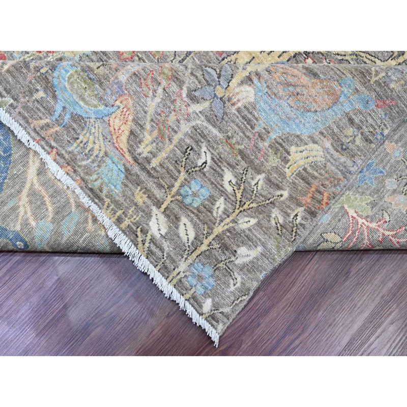 Tapis brun en laine douce noué à la main 12 pi 1 po x 15 pi 5 po D53B4DBC2B2C40ACB2EDF62A380DE8C0