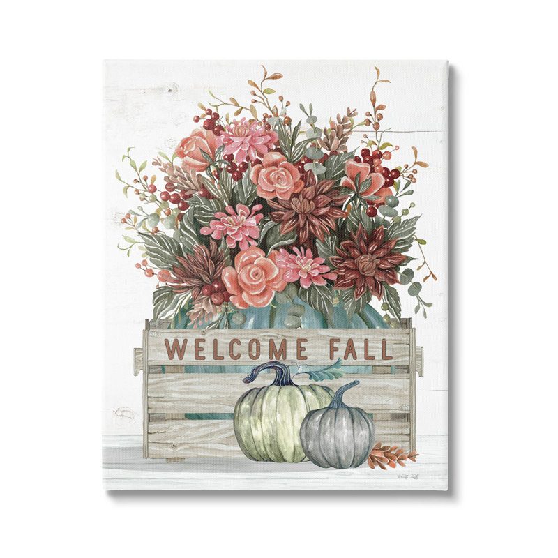 «Welcome Fall Seasonal Blooms», art mural sur toile par Cindy Jacobs, H 20 po x l 16 po x P 1,5 po