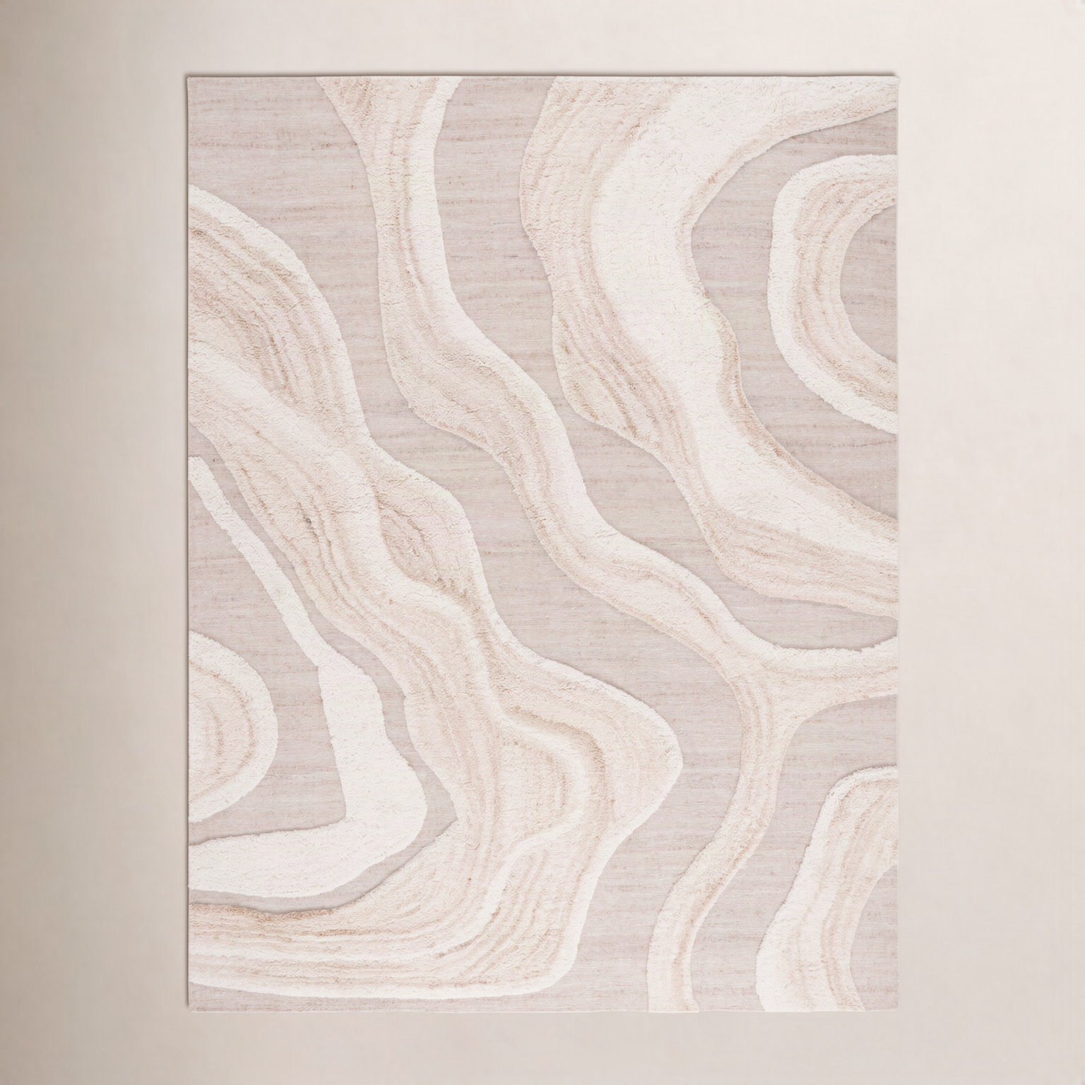 Lyonel Ivory Brown Abstract Rug, Rectangle 8' x 10'