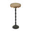 Table d'appoint en fer noir avec plateau en bois brun festonné-33617997