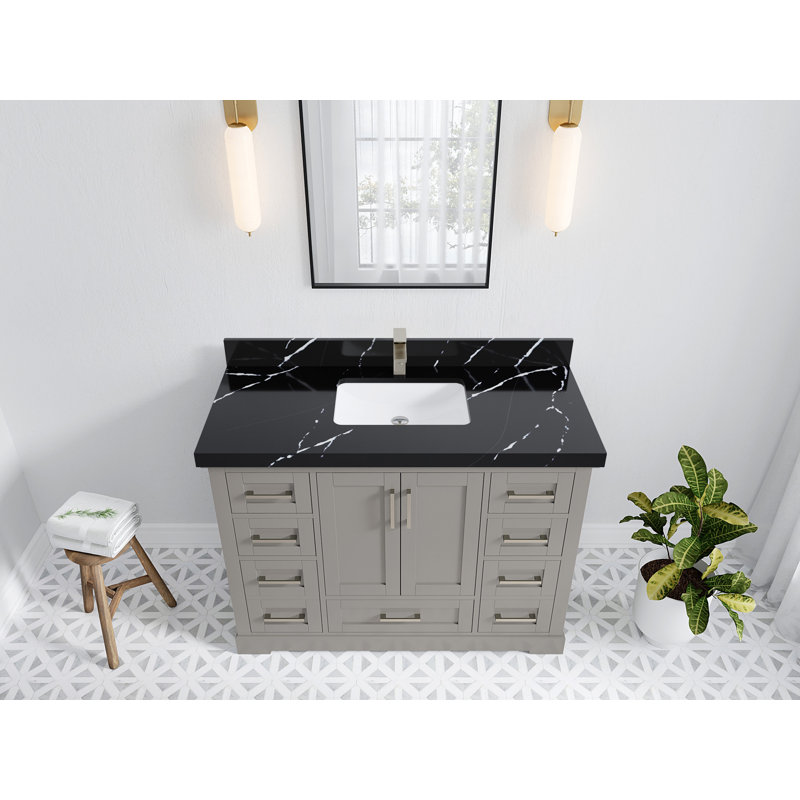 Ensemble de meuble-lavabo simple 48 po Esin, Noir Calacatta