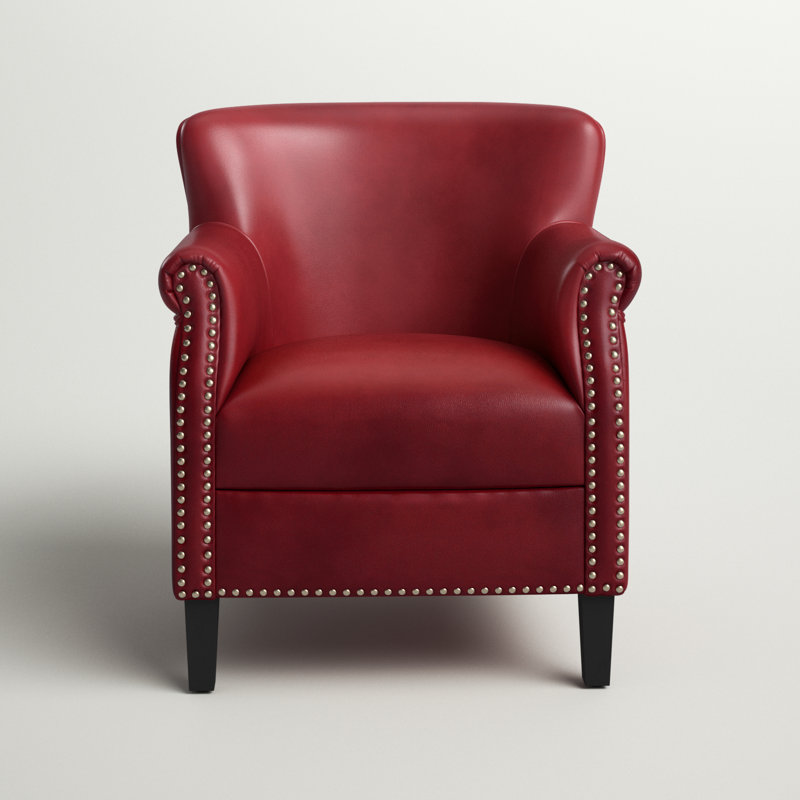 Gail Faux Leather Armchair, Red Faux Leather