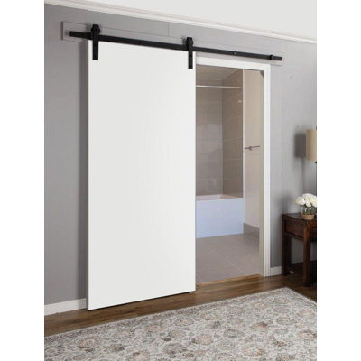 Sturdy Barn Door With Hardware | Planum 0010 Chocolate Ash | 6.6FT Rail Hangers Heavy Set | Modern Solid Panel Interior Doors-42" X 80"-Black Rail