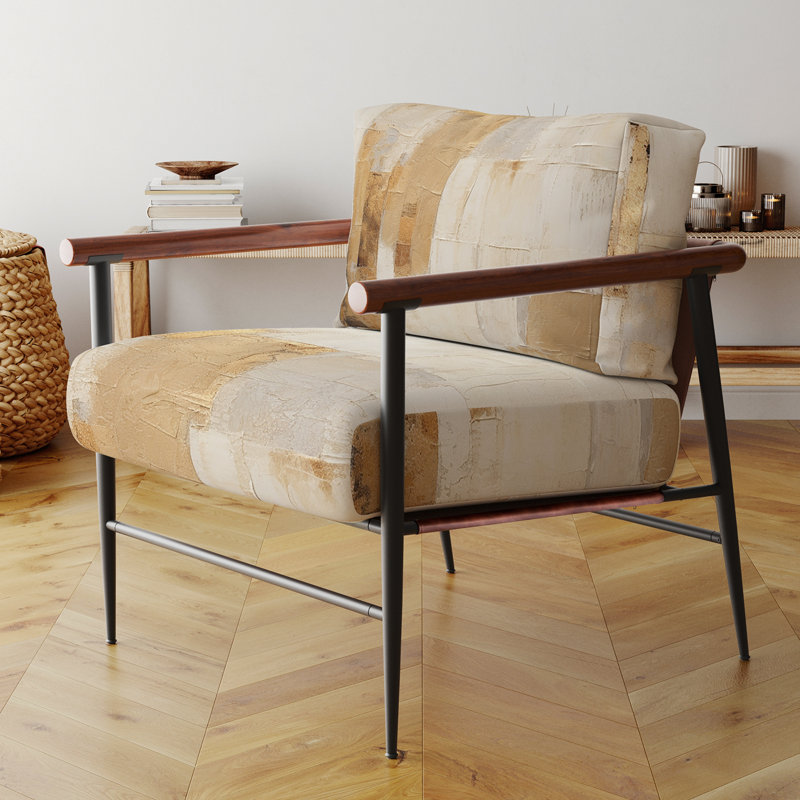Fauteuil d'appoint rembourré en velours beige et doré Dream Collage I, Doré