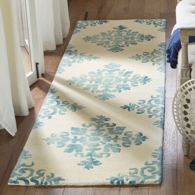 Carter Geometric Handmade Tufted Wool Ivory/Light Blue Area Rug -  Alcott HillÂ®, ALCT5222 28384498