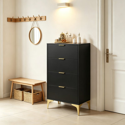 4-Drawer Dresser, Chest of drawers, Bedroom dresser -Black