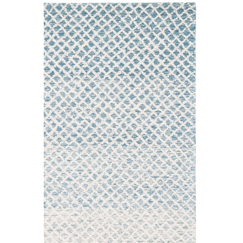 Micro-Loop Hand Tufted Wool And Cotton Geometric Rug, Runner 2'3" x 9'