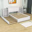 Lit plateforme en bois avec couchette et tablettes coulissantes Ezai-277104597