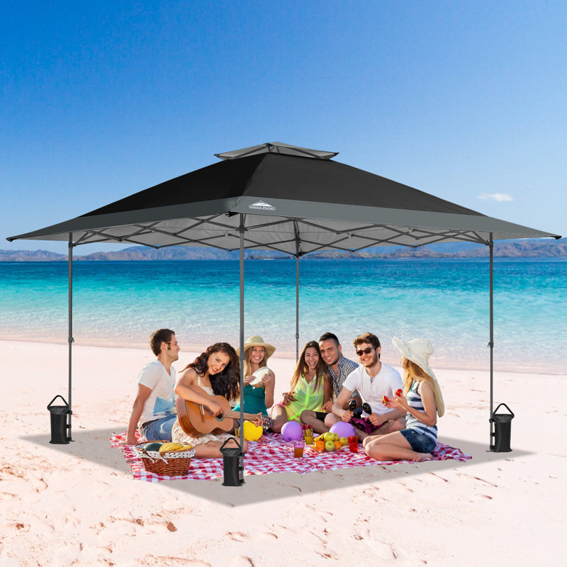 Pop Up Canopies 13 Ft. W x 13 Ft. D Steel Outdoor Straight Leg Canopy, Black/Gray