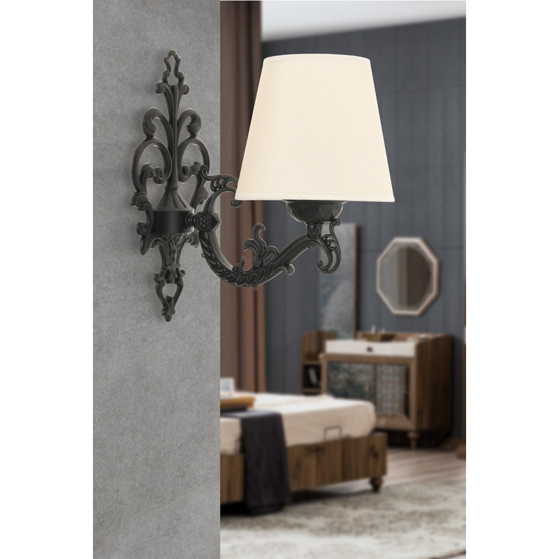 Lampe murale élégante avec corps en métal, finition crème et noire, 24 po de hauteur x 10,6 po de profondeur | Douille E27 (40 W maximum), éclairage élégant pour le salon, la chambre à coucher et le bureau | Note IP20, design contemporain