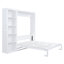 Grand lit escamotable mural avec tablettes, blanc