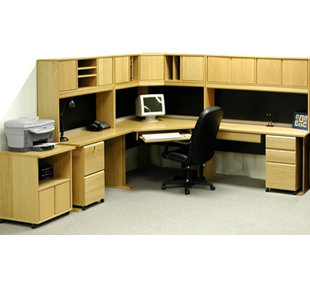 Office Modulars Corner Executive Desk with Hutch
