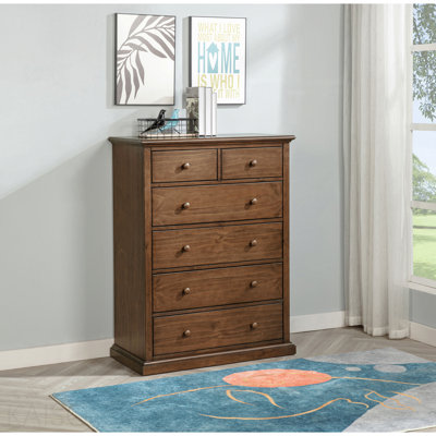 Commode de chambre brune à 6 tiroirs
