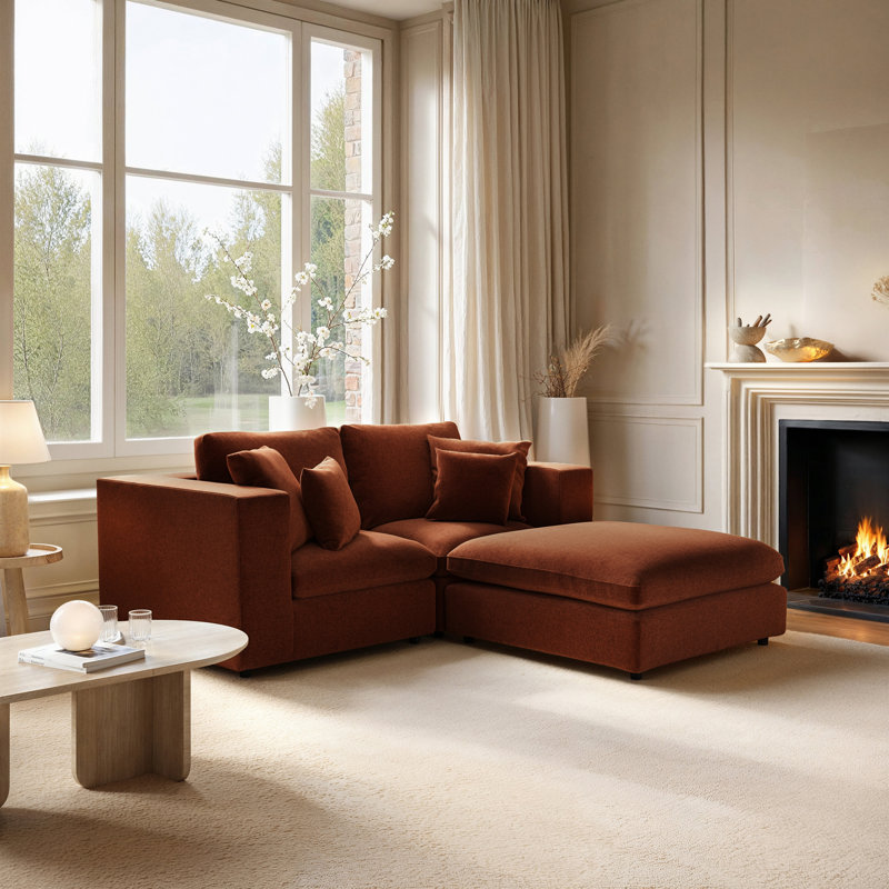 3 Seater Chaise End Sofa, Orange