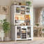 70,9 po Armoire de rangement pour garde-manger rustique, huche de cuisine avec prises à DEL et armoire à vin avec portes et tablettes-129435990