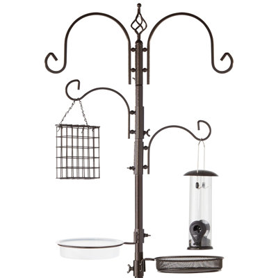4Hook Bird Feeding Station Steel Feeder Stand W 2 Bird Feeders  91In