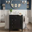 Meuble-lavabo 24 po Modern French Atelier avec comptoir en céramique, meuble-lavabo simple avec tiroir basculant, 2 tiroirs coulissants et armoire de rangement avec organisateur de porte, pieds en bois massif (disponible en noir, blanc, bleu et vert)-129521232