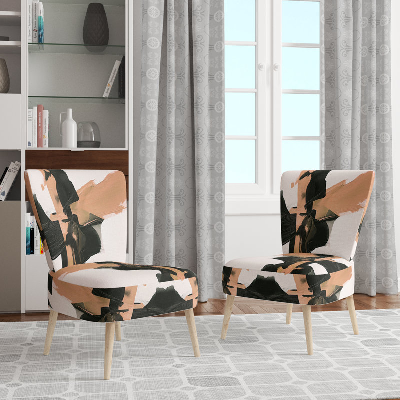 Chaise d'appoint rembourrée Geometric IV, Ivoire / crème / beige / blanc / noir