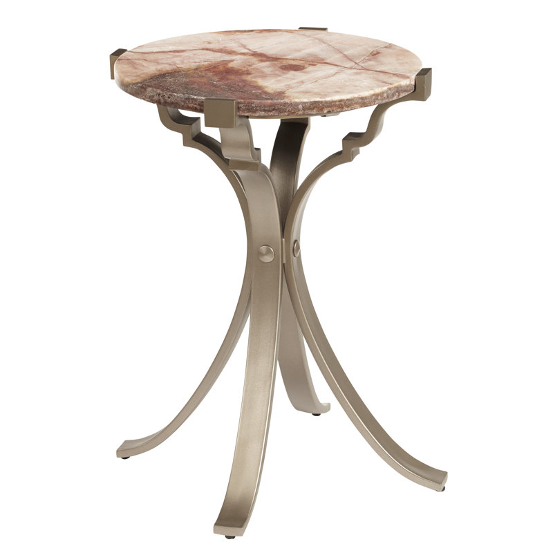 Round Onyx Stone and Gold Metal Accent Table