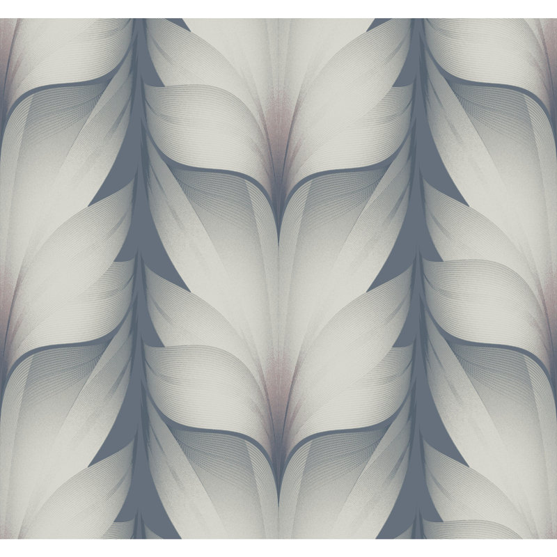Lotus Light Stripe Geometric Wallpaper Roll, Steel