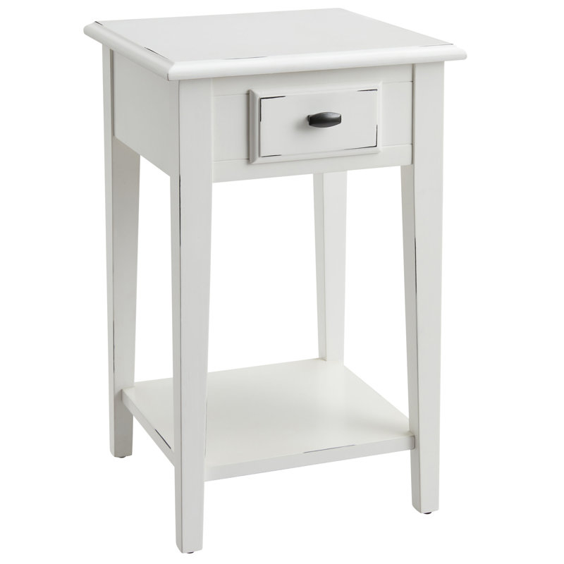 Table d'appoint carrée en bois massif, Blanc