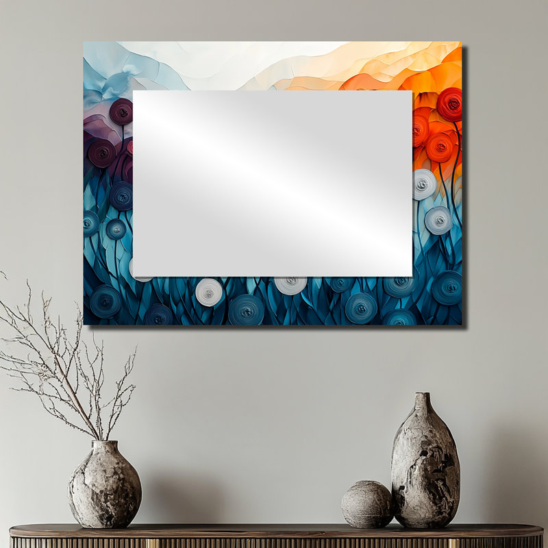 «Fantasy Field Of Ranunculus Flowers II», art mural miroir décoratif floral, imprimé sur métal, 24 po x 32 po