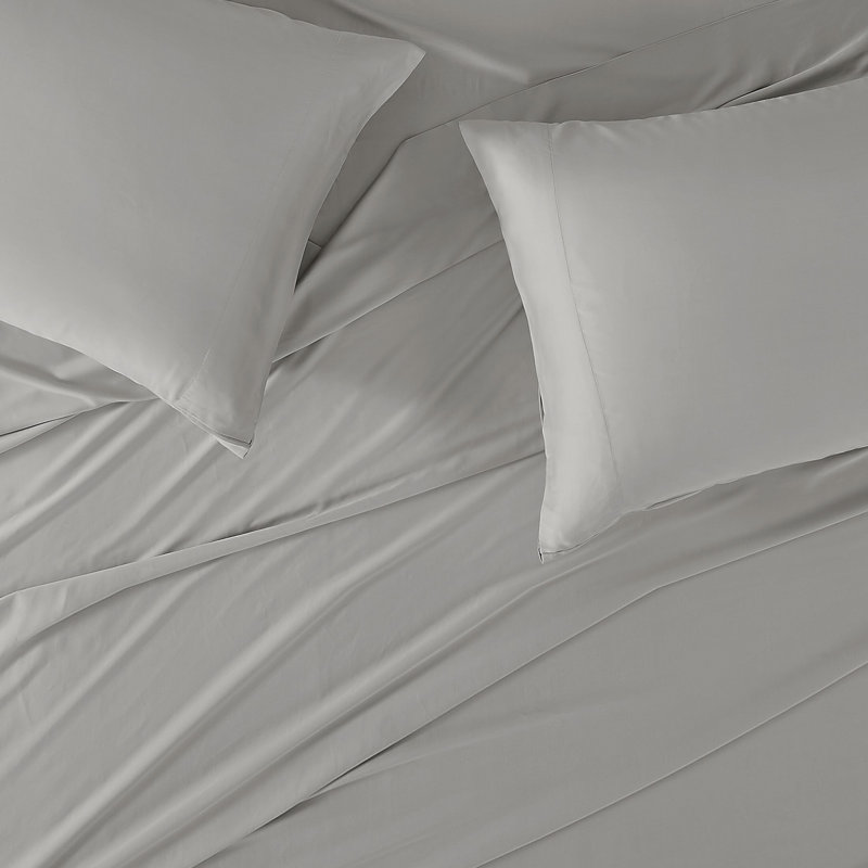 Frye 300 Thread Count Bamboo Sheet Set, Queen Sheet Set, Light Gray