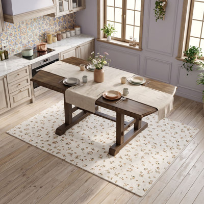 Ensemble de table de salle à manger extensible rectangulaire en bois avec rallonge amovible et chaises d'appoint rembourrées