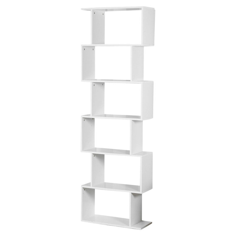 190.5cm H Geometric Bookcase, 190.5cm H x 60cm W x 24cm D, White